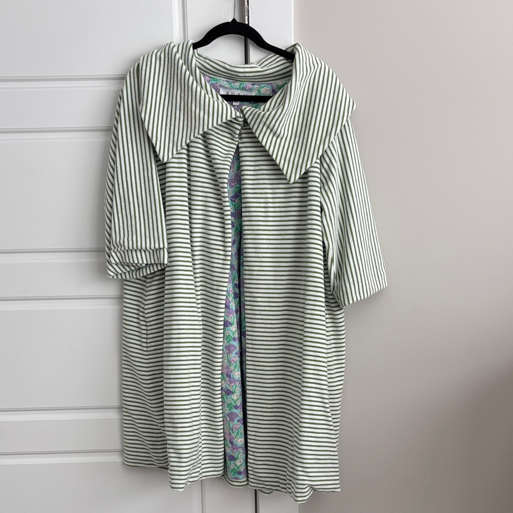 Buru Car Coat Striped with Floral Lining